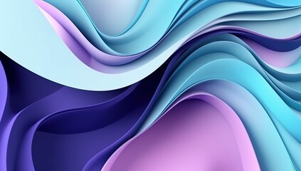 Abstract wavy background, blue and violet colors. AI generative image.