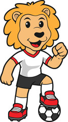 Young Lion Soccer Mascot 