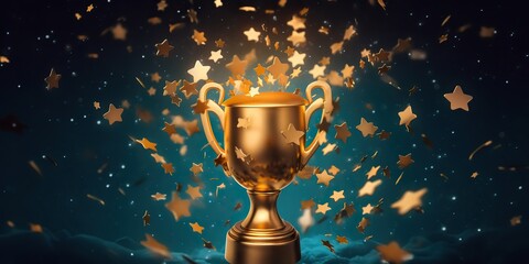 AI Generated. AI Generative. Winner champion success gold trophy. Business leader sport championship motivation. Graphic Art