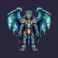 Epic 2D Gaming Character Design,  Dragon Boss Armor