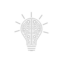 bulb with idea ,Digital brain and light bulb icon, Human brain and cog inside icon concept ,thinking concept. Conceptual technology of artificial intelligence, Futuristic technology transformation. 