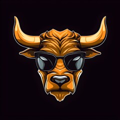 Bull mascot with sunglasses