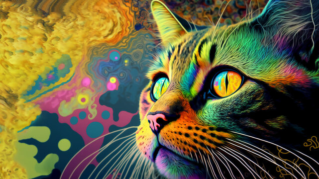 Colourfull Cat | AI Cat | Cat illsutration | New Cat Image | 4K Cat Image | 8K Cat Image
