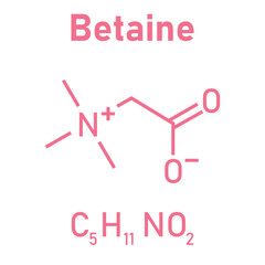 Chemical structure of Betaine (C5H11NO2). Chemical resources for teachers and students. Vector illustration.