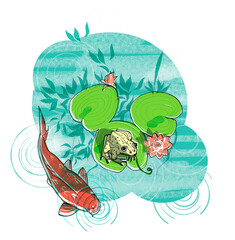 Frog and carp