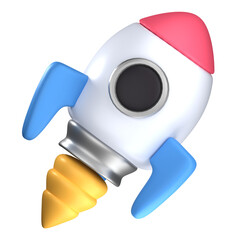 3d rocket launch icon, 3d render illustration