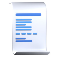 3d icon bill invoice, 3d payment render illustration