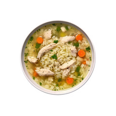 Delicious Bowl of Chicken and Rice Soup Isolated on a Transparent Background