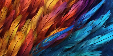 AI Generated. AI Generative. Vibrant colorful pattern background texture of color feathers decoration. Graphic Art