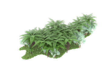 Tropical island on transparent background. 3d rendering - illustration