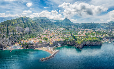 Fototapeta na wymiar Aerial view of Sorrento city, amalfi coast, Italy