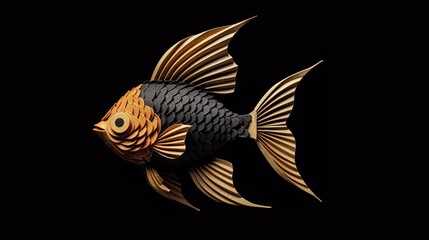 black fish made of paper, generative AI
