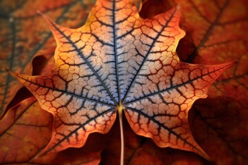 Vibrant Realistic Close-up of Autumn Maple Leaf - AI Generated