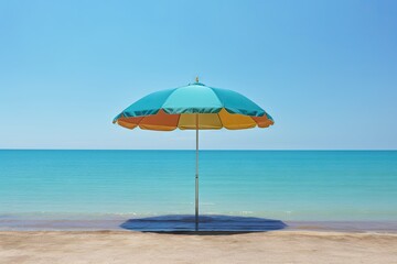 Fototapeta na wymiar Colorful Umbrella on Sunny Beach - AI Generated