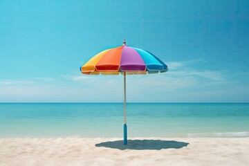 Colorful Umbrella on Sunny Beach - AI Generated