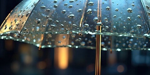 Rain-Soaked Transparent Umbrella Close-Up - AI Generated