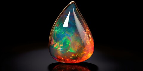 Pear-Shaped Opal's Play of Colors - AI Generated