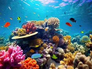 Fototapeta na wymiar Vivid Underwater Coral Reef - AI Generated