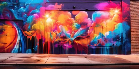 Striking Graffiti Wall Rainbow - AI Generated