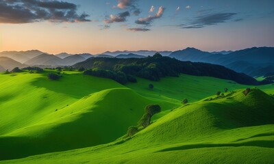 Scenery of the green hills is very beautiful