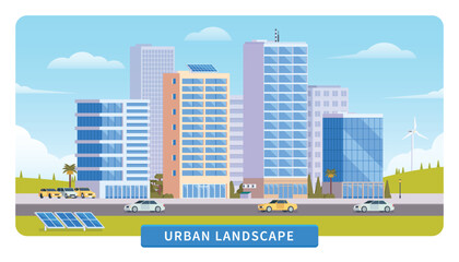 Vector City illustration of Urban Landscape Modern city, Building architecture, cityscape town, Concept for website template.