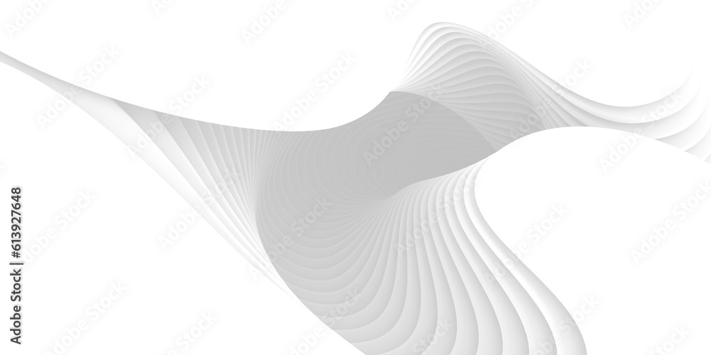 Aufkleber 3d illustration of white modern surface curve stacked for architecture and abstract background.3d re
