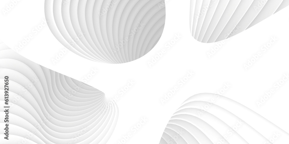 Poster 3d illustration of white modern surface curve stacked for architecture and abstract background.3d re