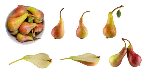 pear in different angles set on a transparent isolated background.