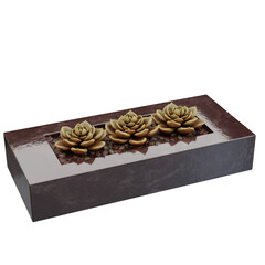 Three Brown Succulents Plant In White Pot. Cut Out. Realistic 3D Render. Home Element.