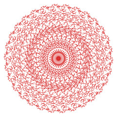 Red mandala, meditation design. Creative drawing can be used for coloring books, tattoos, and mehendi.