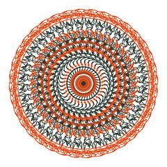 Red mandala, meditation design. Creative drawing can be used for coloring books, tattoos, and mehendi.