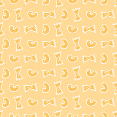 Cute Pastel Pasta Doodle  Seamless Vector Repeat Pattern