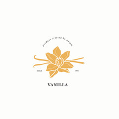 Flat vector vanilla flower illustration