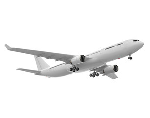 High detailed white airliner or Jet Airplane Take Off isolated. Png transparency - obrazy, fototapety, plakaty