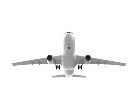 High detailed white airliner or Jet Airplane Take Off isolated. Png transparency