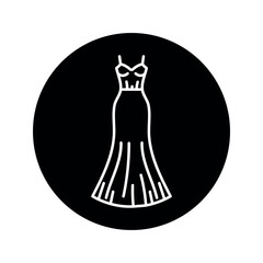 Mermaid dress black line icon.