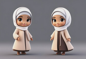 Fototapeta premium 3D Character muslim girl cute&nbsp;smile
