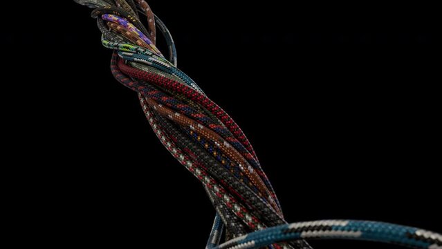Alpha Mate.Abstract animation of ropes made in a graphic editor. Ropes. 3D generated.Animation with camera movment.Type 3