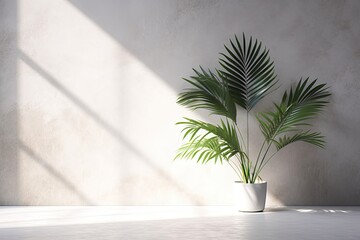 White interior design. Minimalist living room with stylish decor. Contemporary apartment with indoor plants and natural light