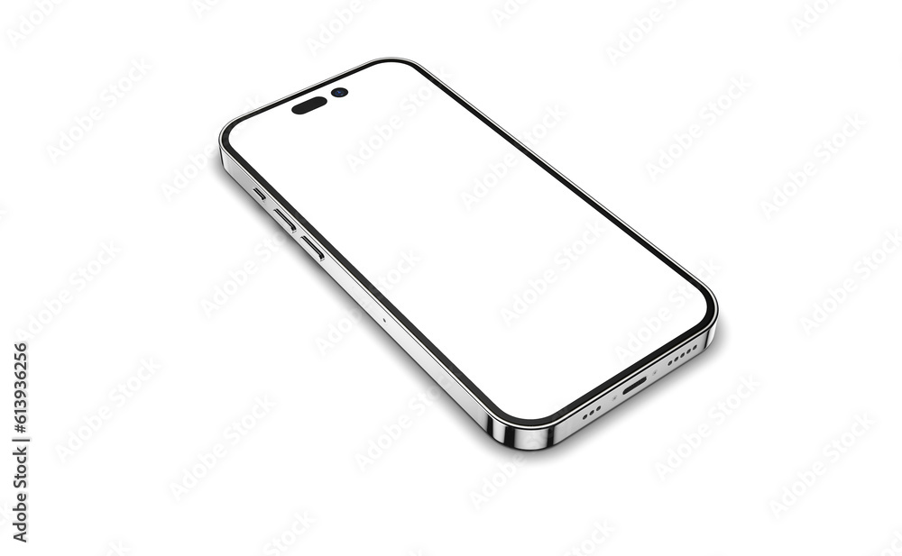 Poster screen replaceable smart phone device mockup with white background