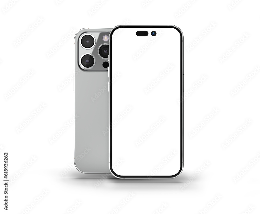 Poster screen replaceable smart phone device mockup with white background
