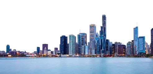 Fotobehang Chicago Chicago skyline isolated at transparent background, PNG. United States