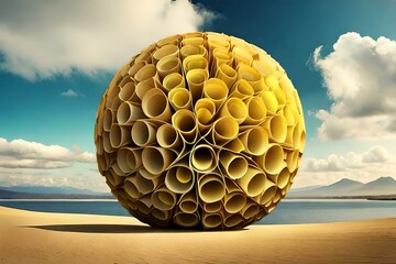 abstract bee hive globe. Generative AI 