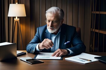middle-aged buisness person working on graphic documents 06. Generative AI