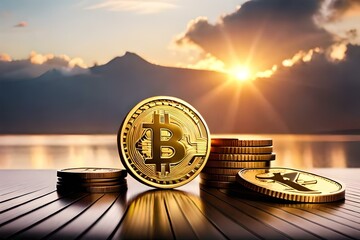 bitcoin money coins, concept saving money for investment ,financial plan 02. Generative AI