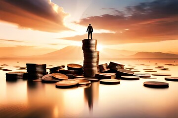 money coins, concept saving money for investment ,financial plan 01. Generative AI