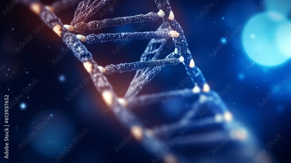 Poster dark background with dna. generative ai