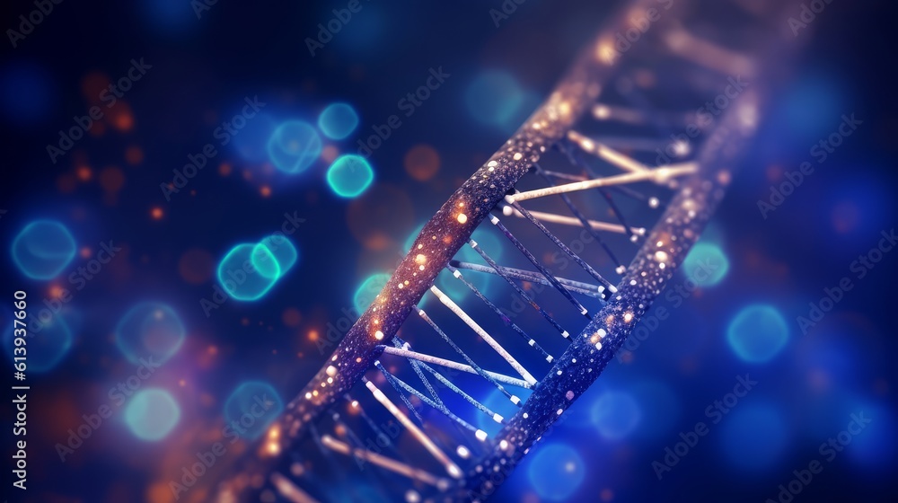 Poster dark background with dna. generative ai