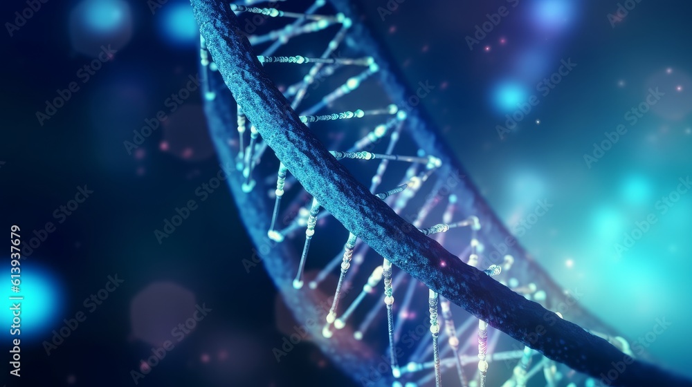 Poster dark background with dna. generative ai