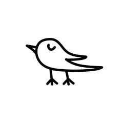 Doodle bird icon on white background. Bector illustration.